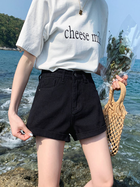 Blugi scurti de vară cu talie înaltă pentru femei