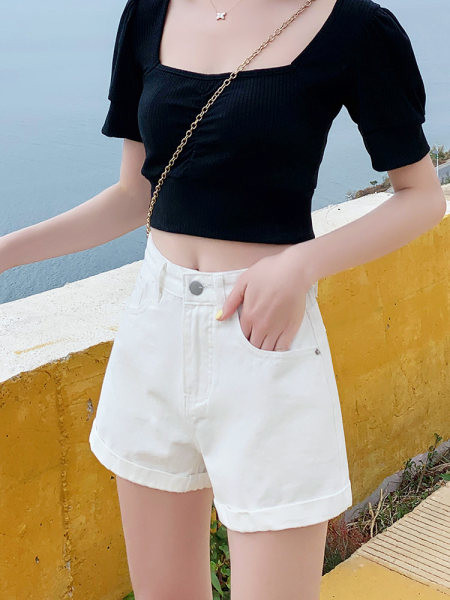 Blugi scurti de vară cu talie înaltă pentru femei