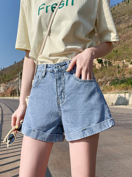 Blugi scurti de vară cu talie înaltă pentru femei