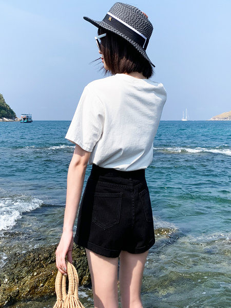 Blugi scurti de vară cu talie înaltă pentru femei