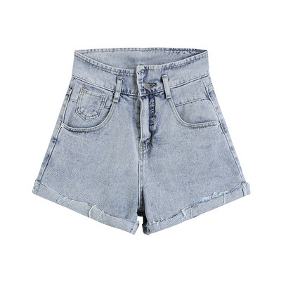 Pantaloni scurți casual damă din denim - talie înaltă