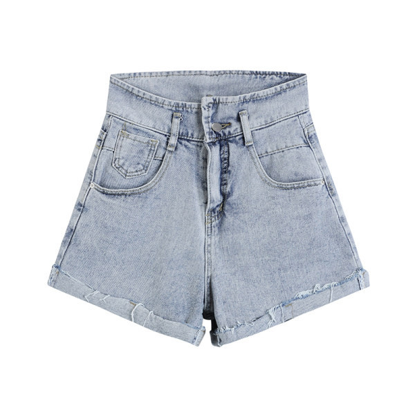 Pantaloni scurți casual damă din denim - talie înaltă