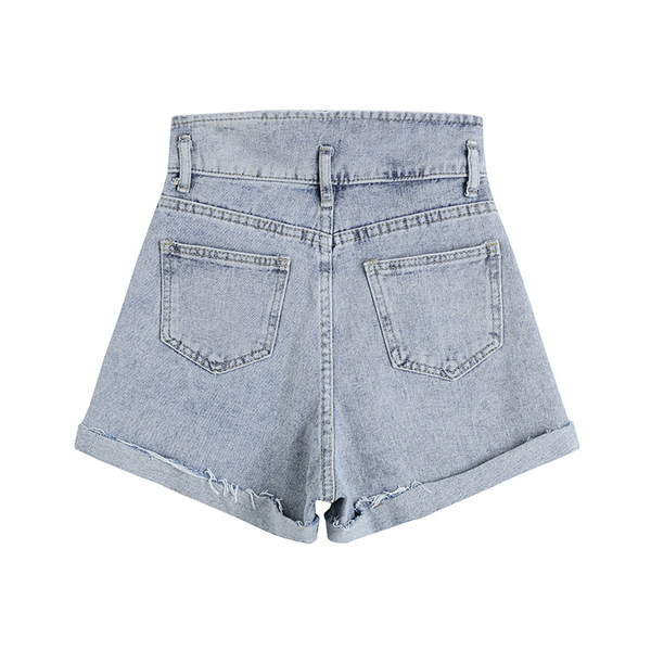 Pantaloni scurți casual damă din denim - talie înaltă