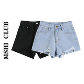 Blugi casual de dama cu motive rupte