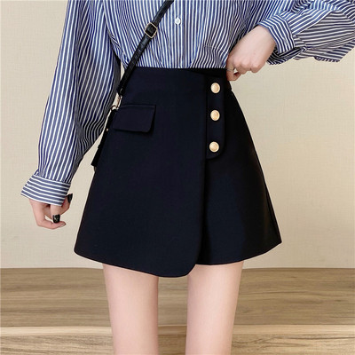 Pantaloni scurți de vară de damă cu talie înaltă - culoare neagră