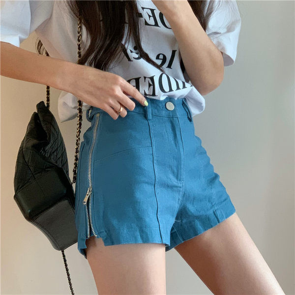 Pantaloni scurti de dama model nou cu fermoar - mai multe culori