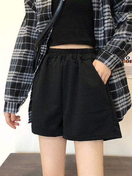 Pantaloni scurți casual de damă cu elastic în negru