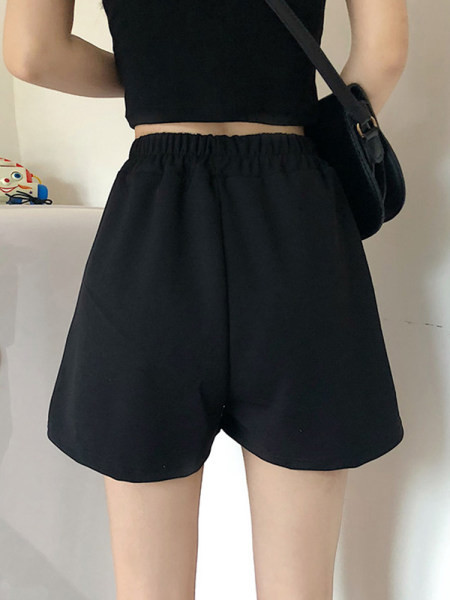 Pantaloni scurți casual de damă cu elastic în negru