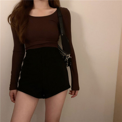 Pantaloni scurti de dama model slim cu talie inalta si fermoar