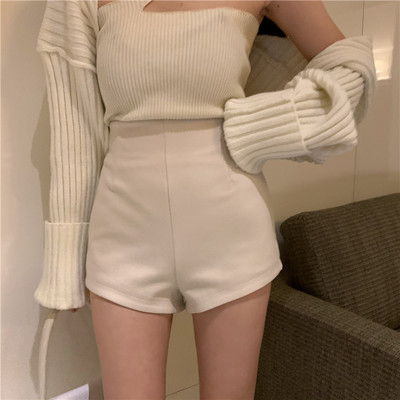 Pantaloni scurti de dama model slim cu talie inalta si fermoar