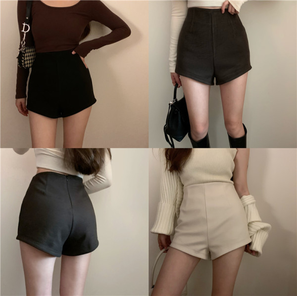 Pantaloni scurti de dama model slim cu talie inalta si fermoar