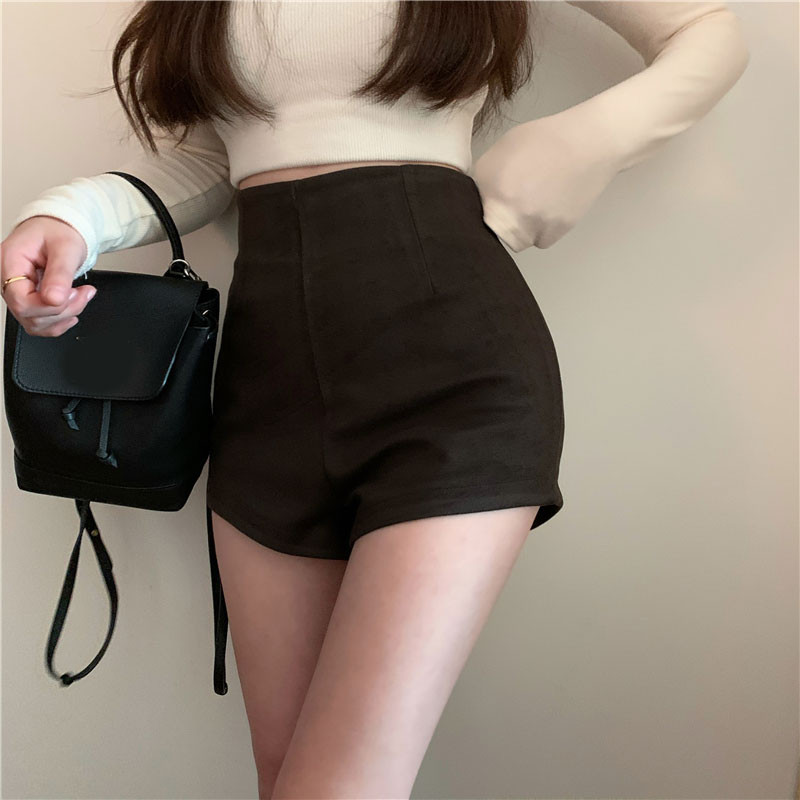 Pantaloni scurti de dama model slim cu talie inalta si fermoar