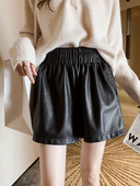 Pantaloni de dama din piele cu elastic si buzunare