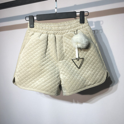 Pantaloni scurți casual de damă, din catifea, cu buzunare