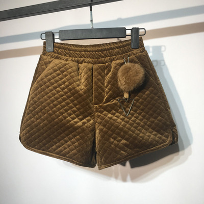 Pantaloni scurți casual de damă, din catifea, cu buzunare