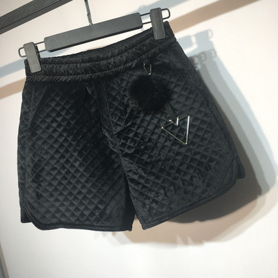 Pantaloni scurți casual de damă, din catifea, cu buzunare