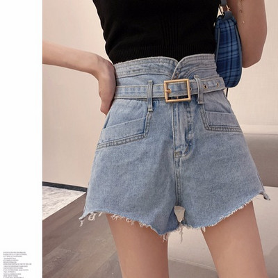 Blugi scurti de vara cu talie inalta si curea