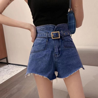 Blugi scurti de vara cu talie inalta si curea