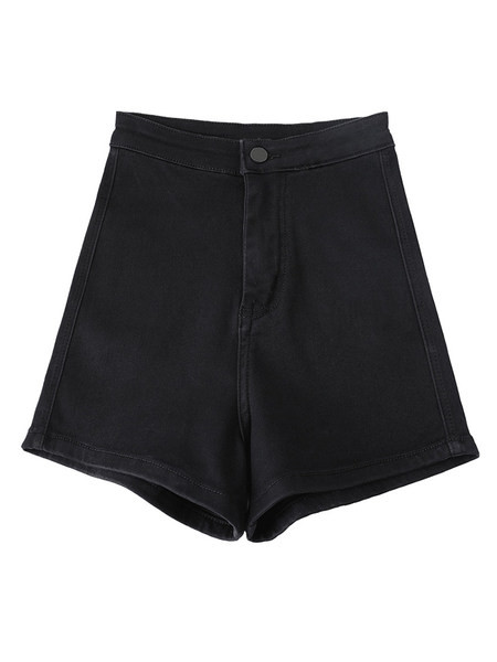 Blugi scurti pentru femei cu talie inalta in negru