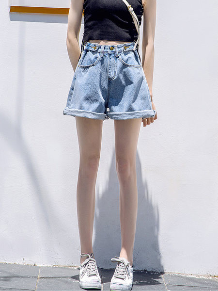 Blugi de dama cu talie inalta si margini ondulate - marimi mari