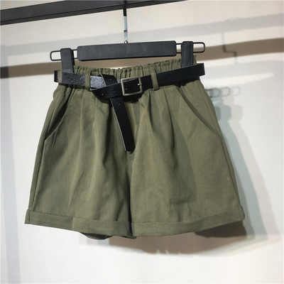 Pantaloni scurți casual de damă, cu curea și buzunare