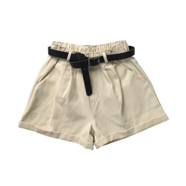 Pantaloni scurți casual de damă, cu curea și buzunare