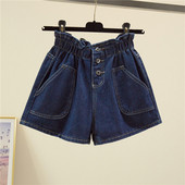 Blugi scurti de dama cu talie inalta si buzunare