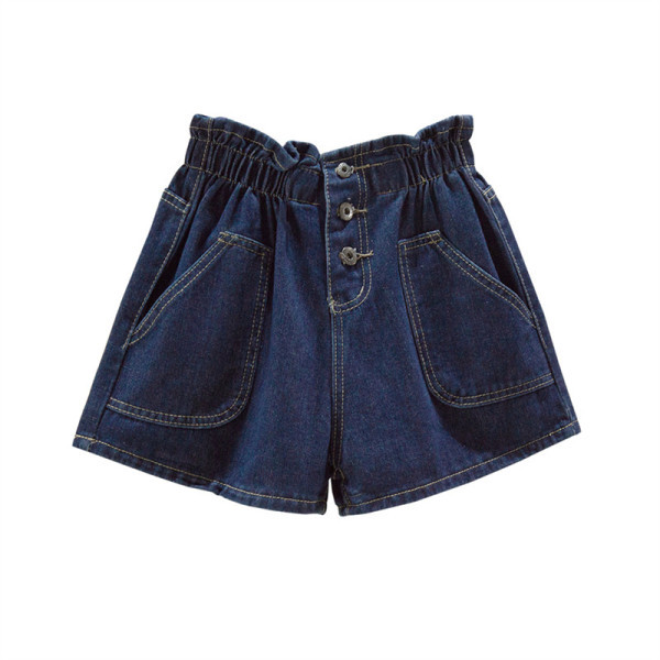 Blugi scurti de dama cu talie inalta si buzunare