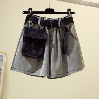 Blugi scurti casual de dama cu centura si buzunare