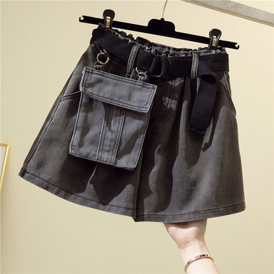 Blugi scurti casual de dama cu centura si buzunare