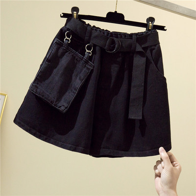 Blugi scurti casual de dama cu centura si buzunare