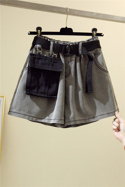 Blugi scurti casual de dama cu centura si buzunare