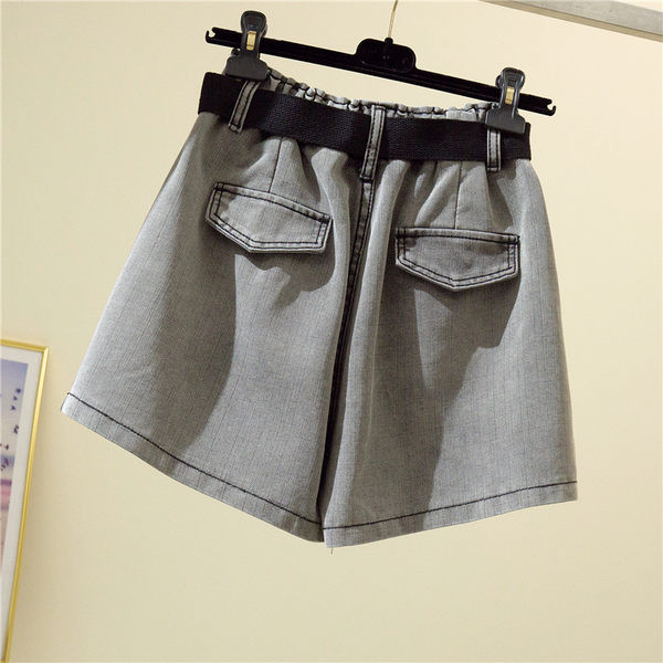 Blugi scurti casual de dama cu centura si buzunare