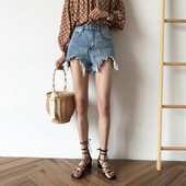 Model nou de blugi scurti cu motive rupte in albastru