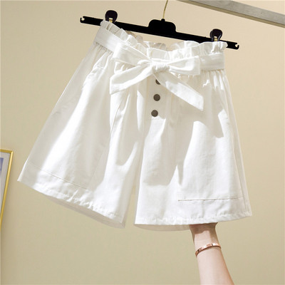 Pantaloni scurți de damă cu talie înaltă și panglică