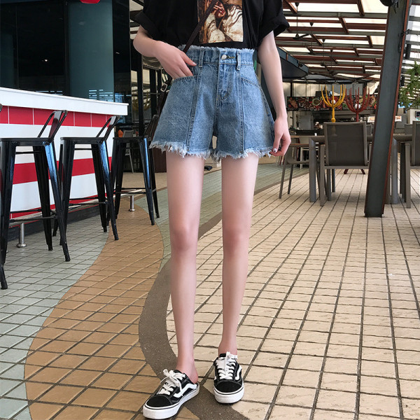 Blugi casual cu talie inalta si motive rupte