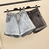 Pantaloni scurți casual din denim cu talie înaltă - două culori