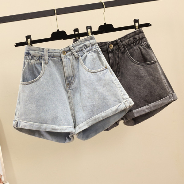 Pantaloni scurți casual din denim cu talie înaltă - două culori