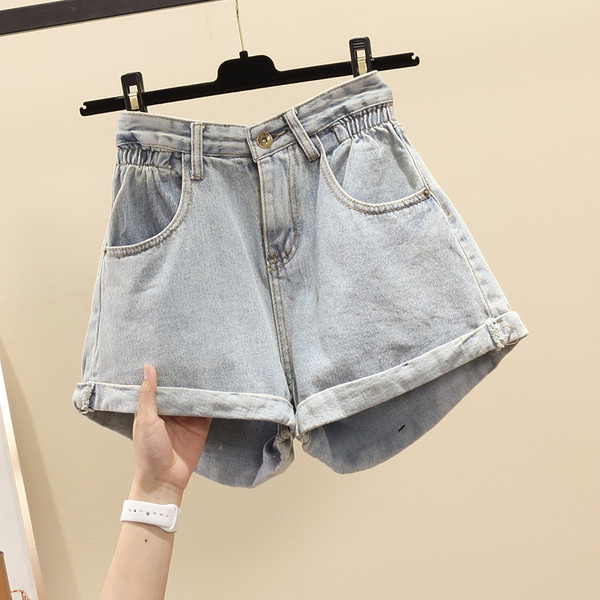 Pantaloni scurți casual din denim cu talie înaltă - două culori