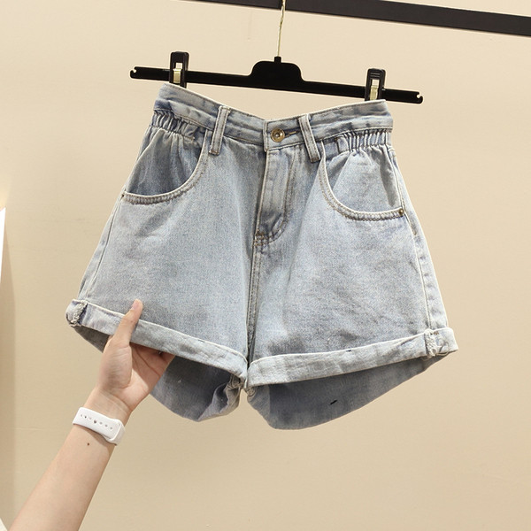 Pantaloni scurți casual din denim cu talie înaltă - două culori