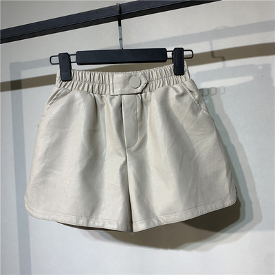 Ženske kožne kratke hlače s gumicom