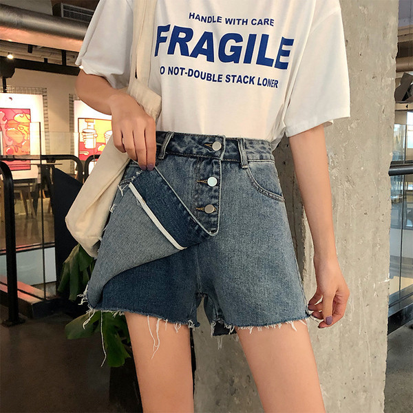 Fusta-pantaloni din denim nou model cu nasturi - culoare albastra