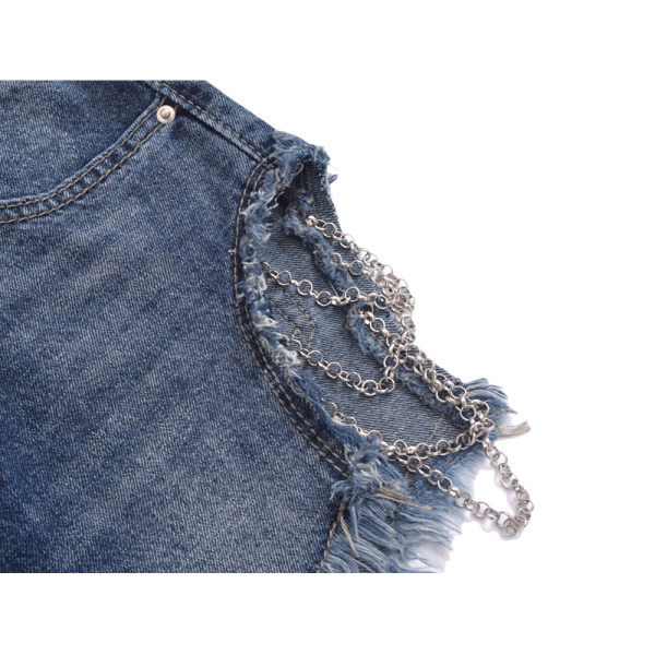 Model rupt de blugi de dama cu lant metalic