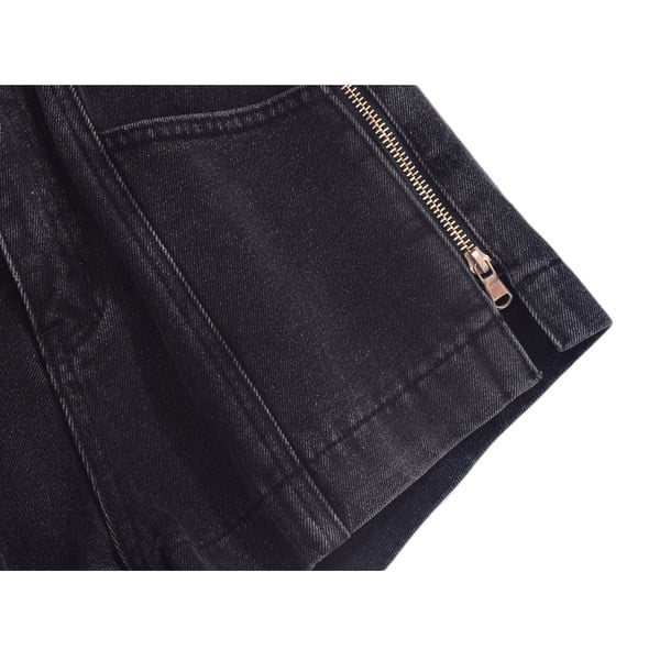 Blugi scurti de dama cu fermoar si talie inalta