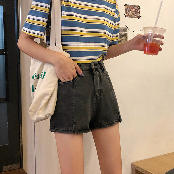 Σορτς τζιν με υψηλή μέση - γκρι και μπλε χρώμα