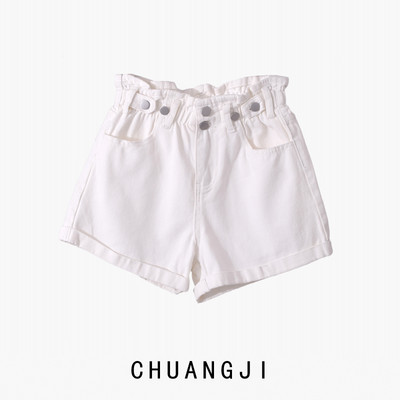 Γυναικεία σορτς τζιν με υψηλή ελαστική μέση