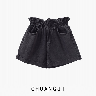 Γυναικεία σορτς τζιν με υψηλή ελαστική μέση