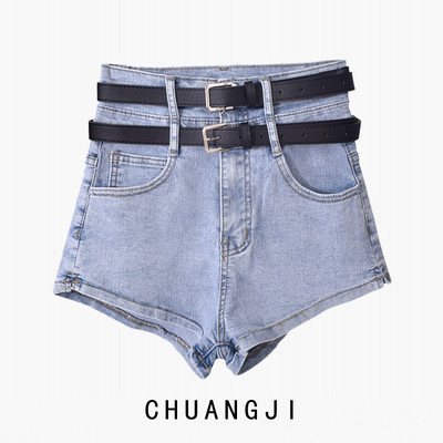 Γυναικεία κοντά τζιν ψηλή μέση και ζώνη