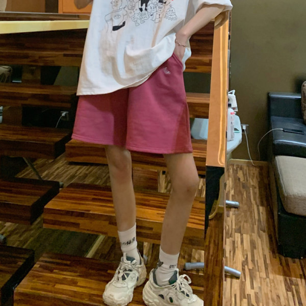 Pantaloni scurți casual cu talie elastică și lungime deasupra genunchiului