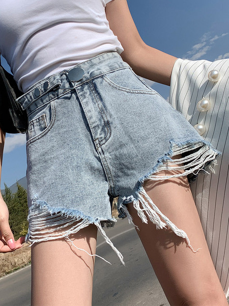 Blugi casual cu motive rupte pentru femei